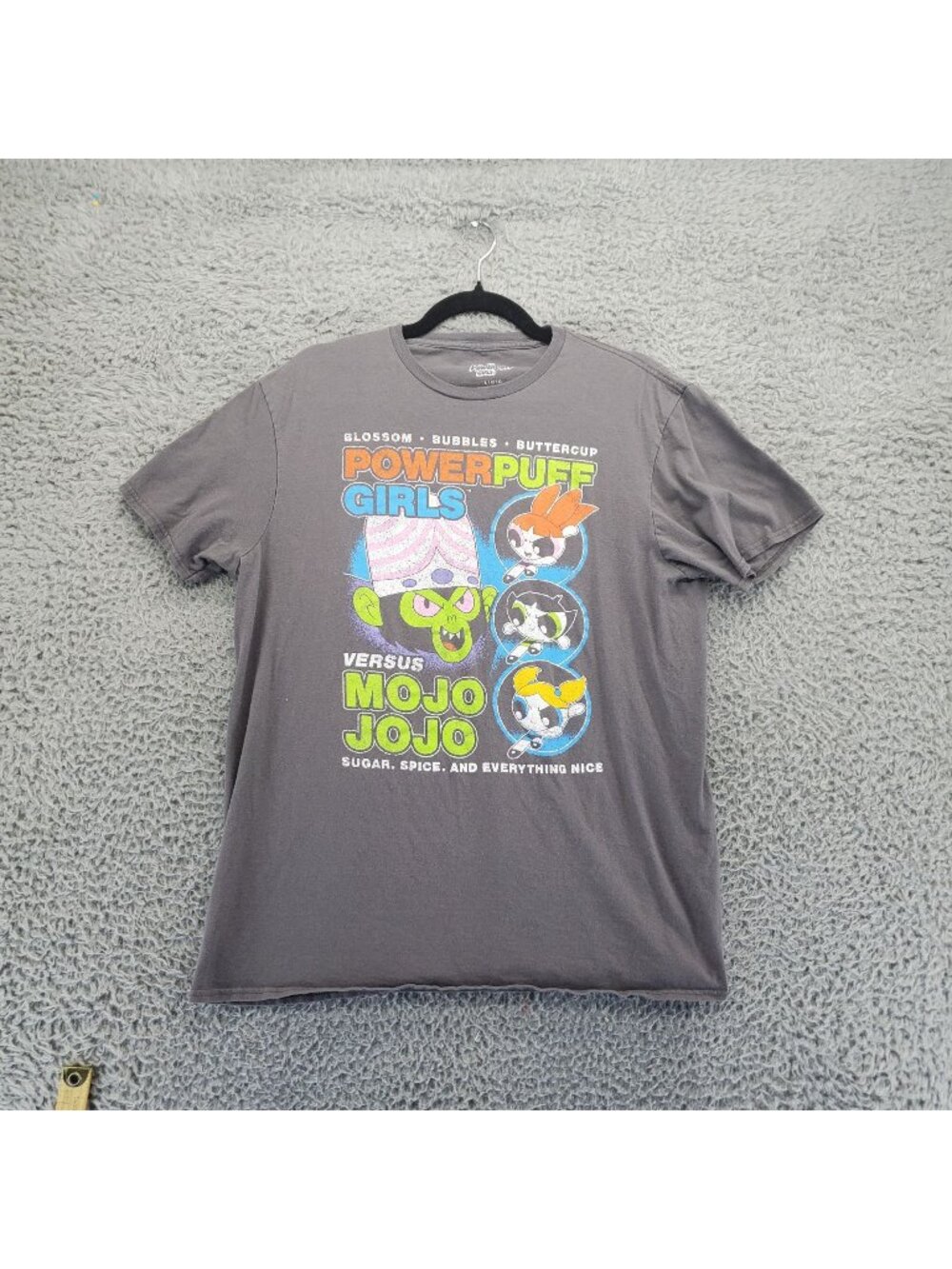 The Powerpuff Girls Shirt Womens Large Gray Versus Mojo Jojo Graphic Crewneck